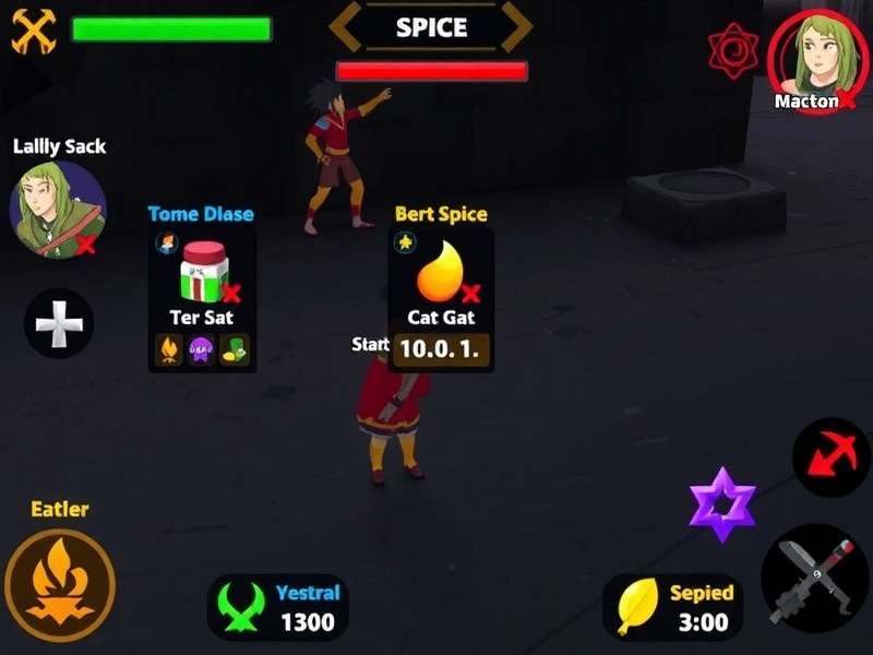 Cumin Rise Power Quest combat screenshot showing spice powers